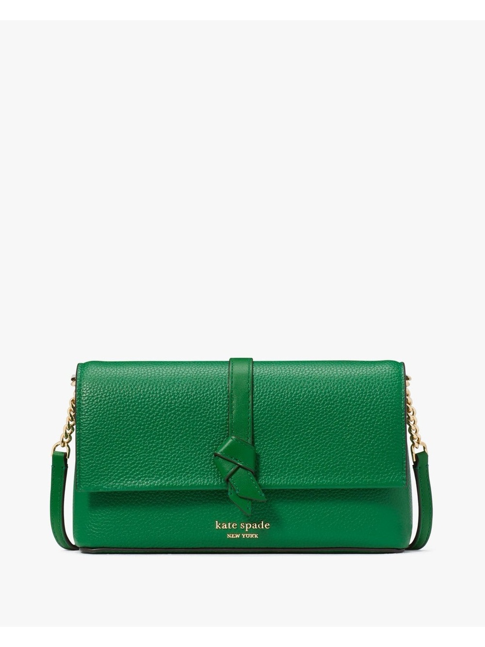 kate spade Green Knot Flap Crossbody Pebbled Leather